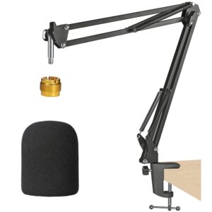 AT2020 Mic Boom Arm with Pop Filter - Microphone Mic Stand with Windscreen Compatible with Audio-Technica AT2020, AT2035, AT4040 Condenser Microphone by YOUSHARES