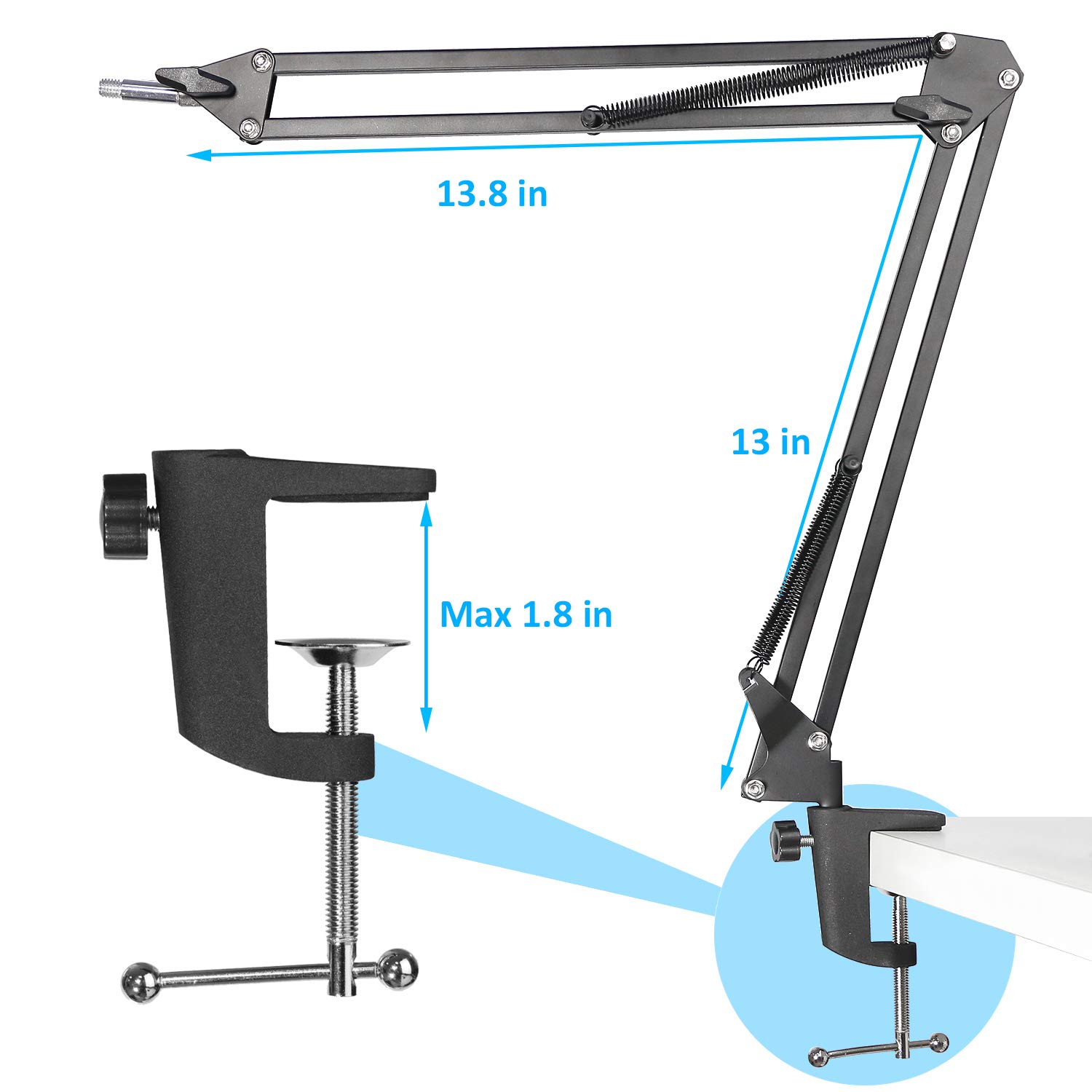 AT2020 Mic Boom Arm with Pop Filter - Microphone Mic Stand with Windscreen Compatible with Audio-Technica AT2020, AT2035, AT4040 Condenser Microphone by YOUSHARES