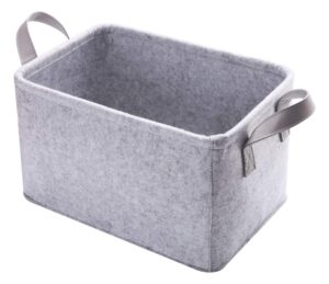 minoisome collapsible storage basket with carry handles felt fabric storage bin durable organizer for gift toys shoes clothes towels nursery home laundry office decorative organizing box(light grey)