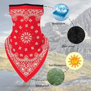 JIBIL Winter Neck Gaiters, Men's Multifunctional Breathable Bandana Headwear Ear Loops Dust Sun Red Balaclava Face Scarf Fits for Running Cycling Hiking Fishing, 1 Piece