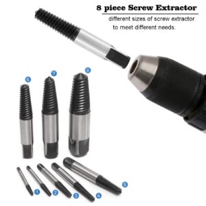 8Pcs Screw Extractor Set, Easy Out Damaged Screw Extractor Kit, Bolt Water Pipe Remover Set, with Storage Case.