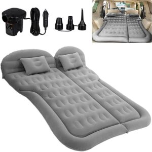 saygogo suv air mattress camping bed cushion pillow - inflatable thickened car air bed with air pump portable sleeping pad mattress for home car travel camping upgraded version - grey