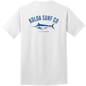 joe's usa koloa surf blue marlin logo heavyweight cotton t-shirt-xl-white/c