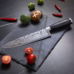 MICHELANGELO Super Sharp Professional Chef's Knife with Etched Pattern, High Carbon Stainless Steel Japanese Knife, Chef Knife for Kitchen