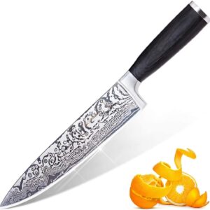 MICHELANGELO Super Sharp Professional Chef's Knife with Etched Pattern, High Carbon Stainless Steel Japanese Knife, Chef Knife for Kitchen