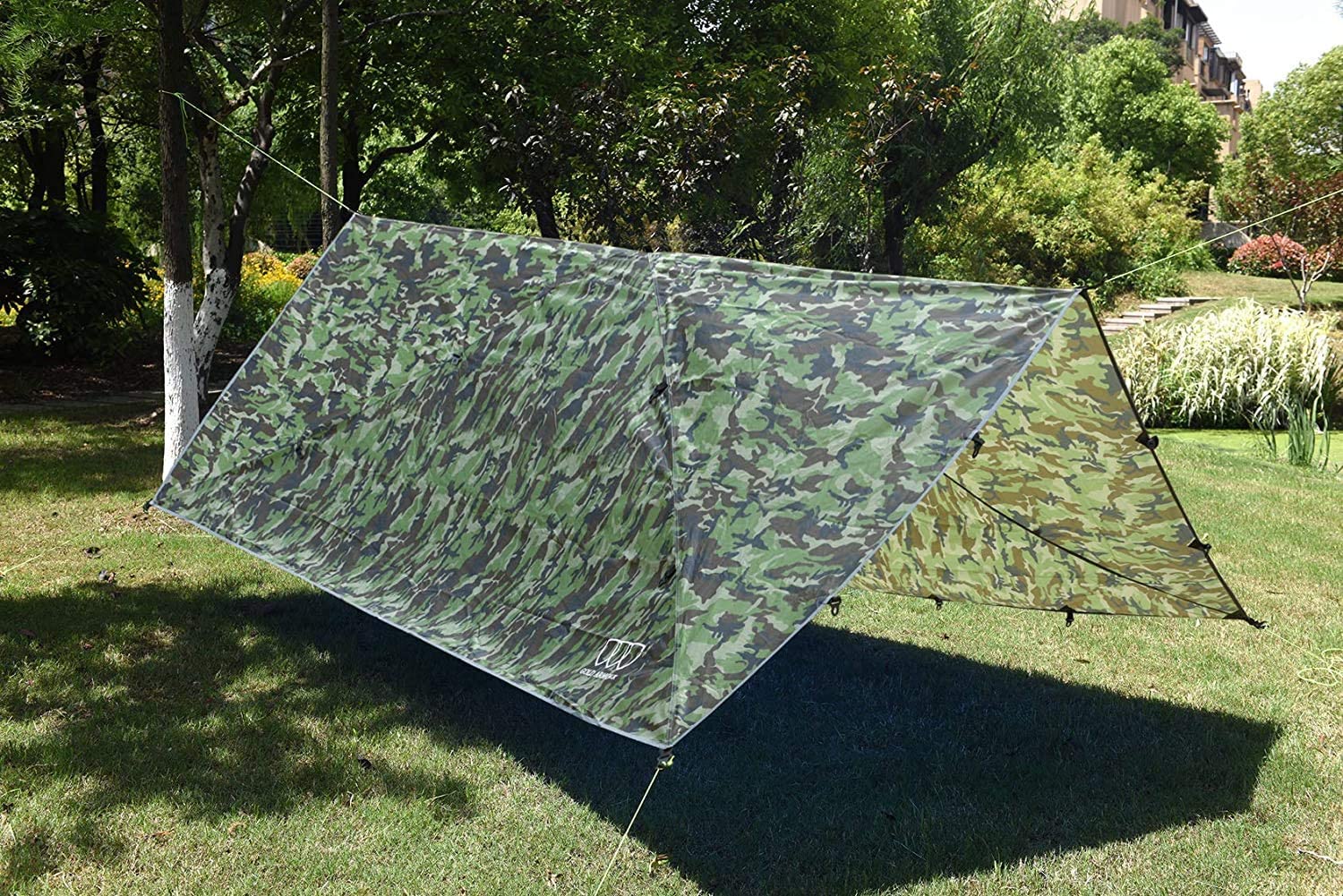 Gold Armour Rainfly Tarp Hammock, Premium 14.7ft/12ft/10ft/8ft Rain Fly Cover, Waterproof Ultralight Camping Shelter Canopy, Survival Equipment Gear Camping Tent Accessories (Camouflage 14.7ft x 12ft)