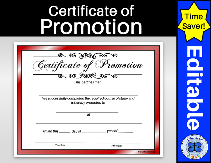 Certificate of Promotion Burgundy Border