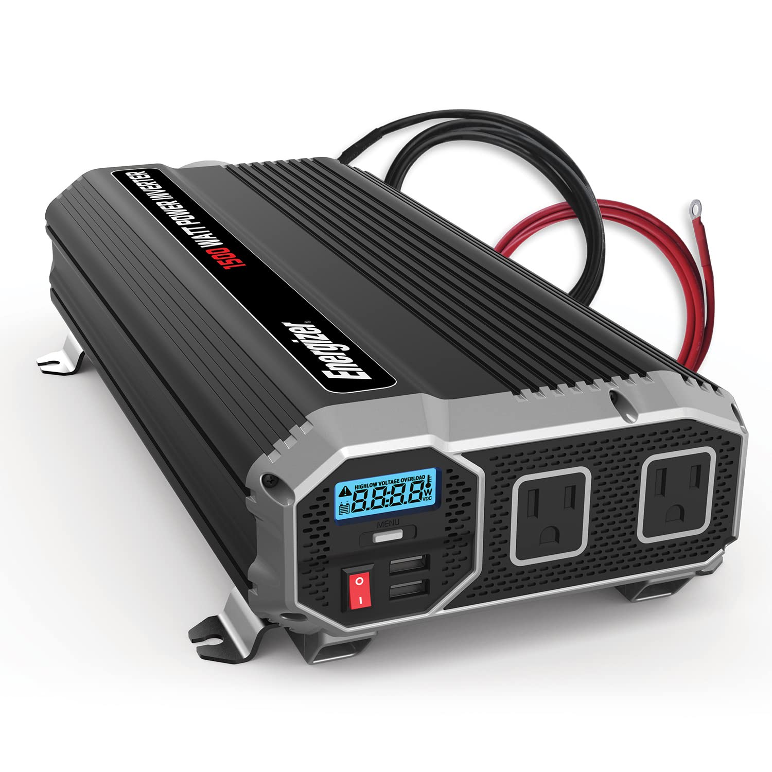 Energizer 1500 Watts Power Inverters for Vehicles, Modified Sine Wave Car Inverter 12v to 110v, 2 AC Outlets, Two USB Ports (2.4 Amp), DC to AC Converter, Battery Cables Included – ETL Approve