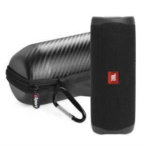 jbl flip 5 portable speaker ipx7 waterproof bundle with gsport limited edition carbon fiber case (black)