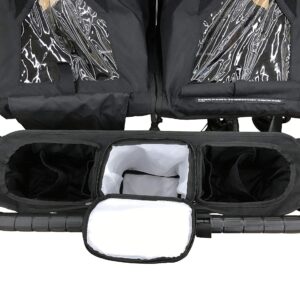 Double Stroller Organizer for Bob Duallie and Baby Jogger City Mini GT With Purse black