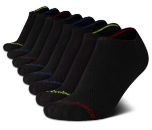 new balance boys' performance no sweat low cut socks with arch support (8 pack), size large, black