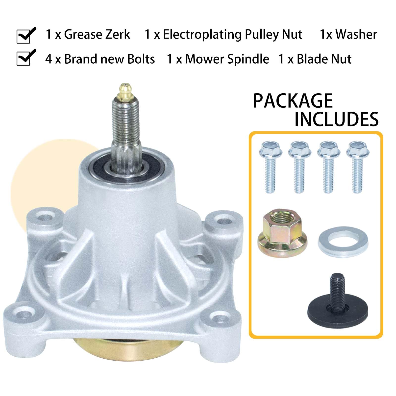 BOSFLAG 587125201 Spindle Replaces Husqvarna 587125201 Mandrel Assembly, Husqvarna 532174356, 539107515, 532174358, Craftsman 174356, 174358 for Husqvarna Z246, RZ4623, RZ5424, RZ46I Lawn Tractors