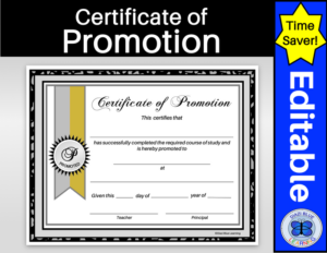 certificate of promotion gray and gold ribbon