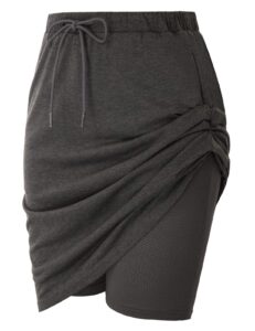 jack smith women's athletic skort drawstring waist stretchy knitting skirts with pockets(xl,deep gray)