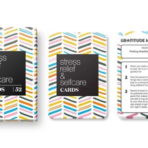 Allura & Arcia 52 Stress Less & Self Care Cards - Mindfulness & Meditation Exercises - Anxiety Relief & Relaxation