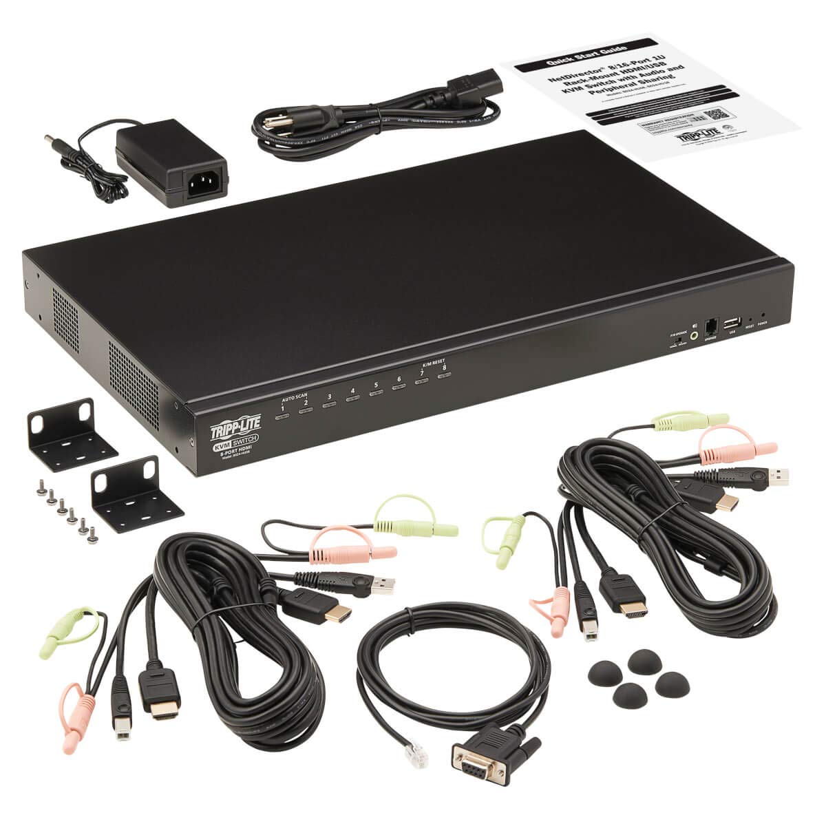 Tripp Lite KVM Switch, 8 Port HDMI USB with Audio and USB Sharing KVM Switch, 1U Rack Mount (B024-HU08)