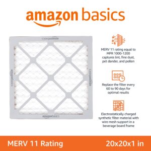 Amazon Basics Merv 11 AC Furnace Air Filter - 20'' x 20'' x 1'', 6-Pack