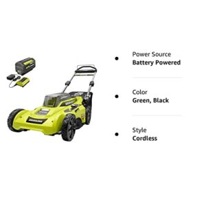 RYOBI Lawn Mower 20 in. 40-Volt Lithium-Ion Brushless Cordless Walk Behind