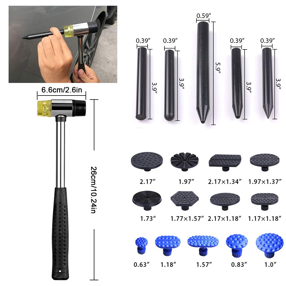 YOOHE Paintless Dent Repair Kit - Car Dent Puller Kit with Adjustable Golden Dent Lifter Puller and Bridge Dent Puller for Car Body Hail Dent Removal Dent Remover Automobile Body Repair