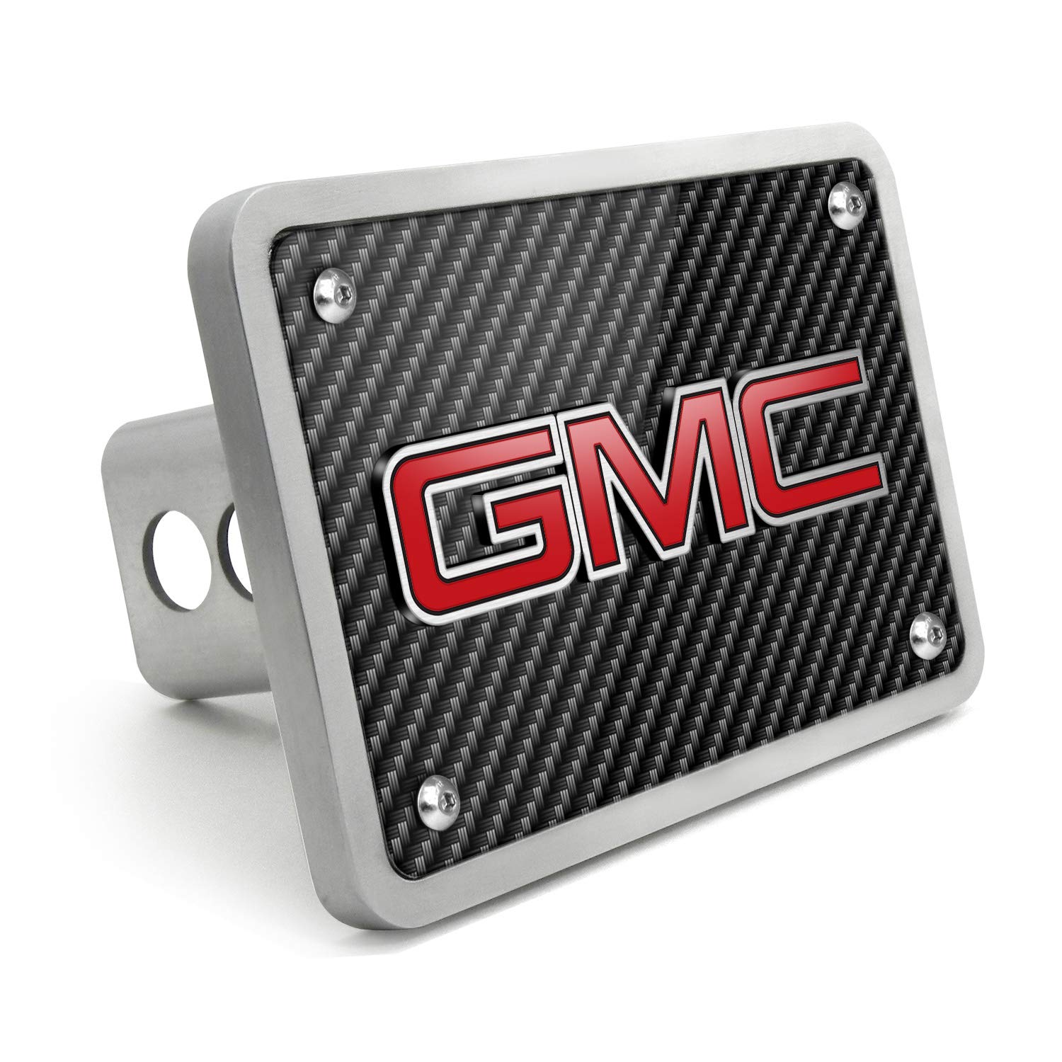 iPick Image Made for GMC 3D Logo in Red Carbon Fiber Texture Billet Aluminum 2 inch Tow Hitch Cover