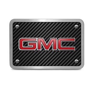 iPick Image Made for GMC 3D Logo in Red Carbon Fiber Texture Billet Aluminum 2 inch Tow Hitch Cover