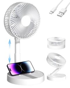 kasydoff portable desk fan, 8-inch usb battery operated fan with 4 speeds strong airflow, foldable personal fan for bedroom, small travel fan for outdoor