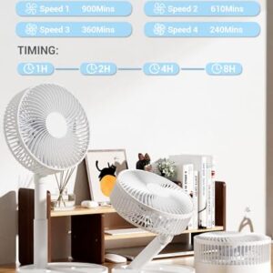 KASYDoFF Portable Desk Fan, 8-Inch USB Battery Operated Fan with 4 Speeds Strong Airflow, Foldable Personal Fan for Bedroom, Small Travel Fan for Outdoor