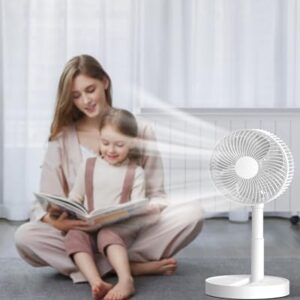 KASYDoFF Portable Desk Fan, 8-Inch USB Battery Operated Fan with 4 Speeds Strong Airflow, Foldable Personal Fan for Bedroom, Small Travel Fan for Outdoor