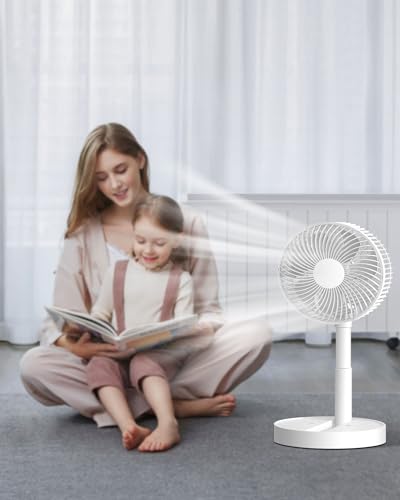 KASYDoFF Portable Desk Fan, 8-Inch USB Battery Operated Fan with 4 Speeds Strong Airflow, Foldable Personal Fan for Bedroom, Small Travel Fan for Outdoor