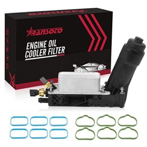 ransoto engine oil cooler with oil filter housing adapter assembly compatible with 2011 2012 2013 chrysler 200 300, dodge charger journey caravan durango, jeep wrangler replaces 5184294ae