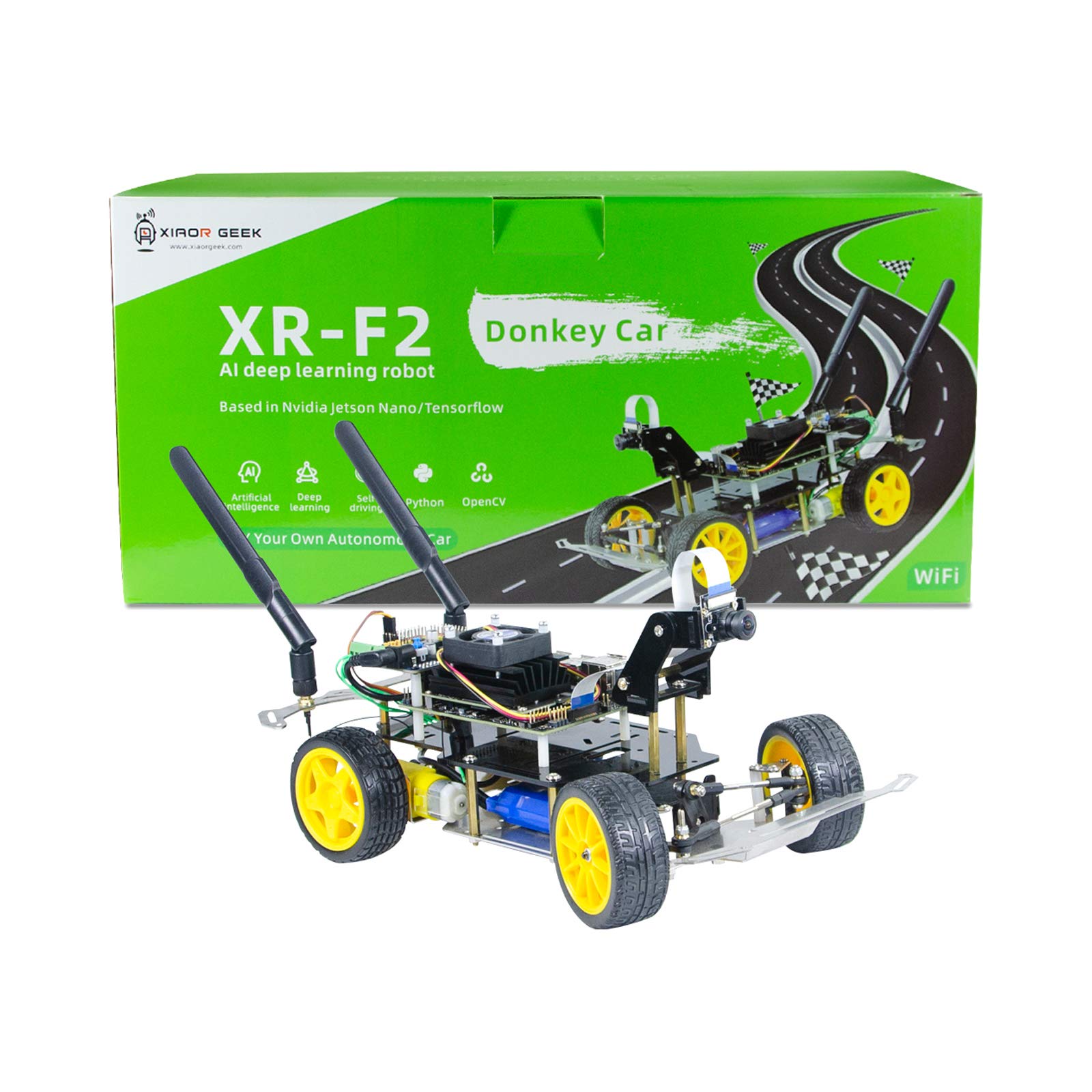 XiaoR Geek AI Racing Robot Powered by Jetson Nano Donkey Car with Deep Learning Slef Driving and Vision Line Following (with Jetson Nano+Assembled)