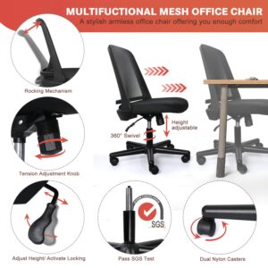 Funria Mid Back Mesh Office Chair Adjustable Ergonomic Swivel Executive All Mesh Task Chair with Flip Up Armrests Lumbar Support Computer Desk Chair