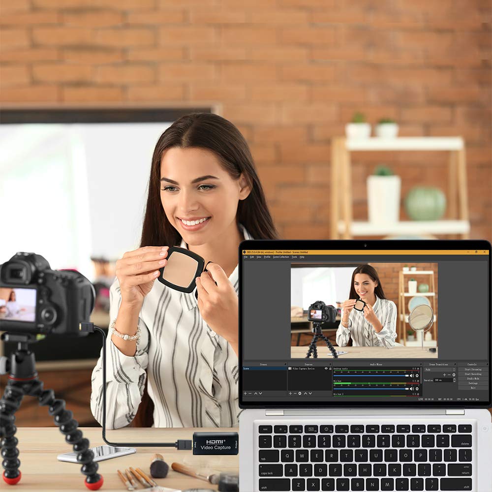 P Panoraxy Wireless Lavalier Microphone with USB USB Video Capture Card to Set Up Livestream Console，Smartphones, Record Interview, Vlogs