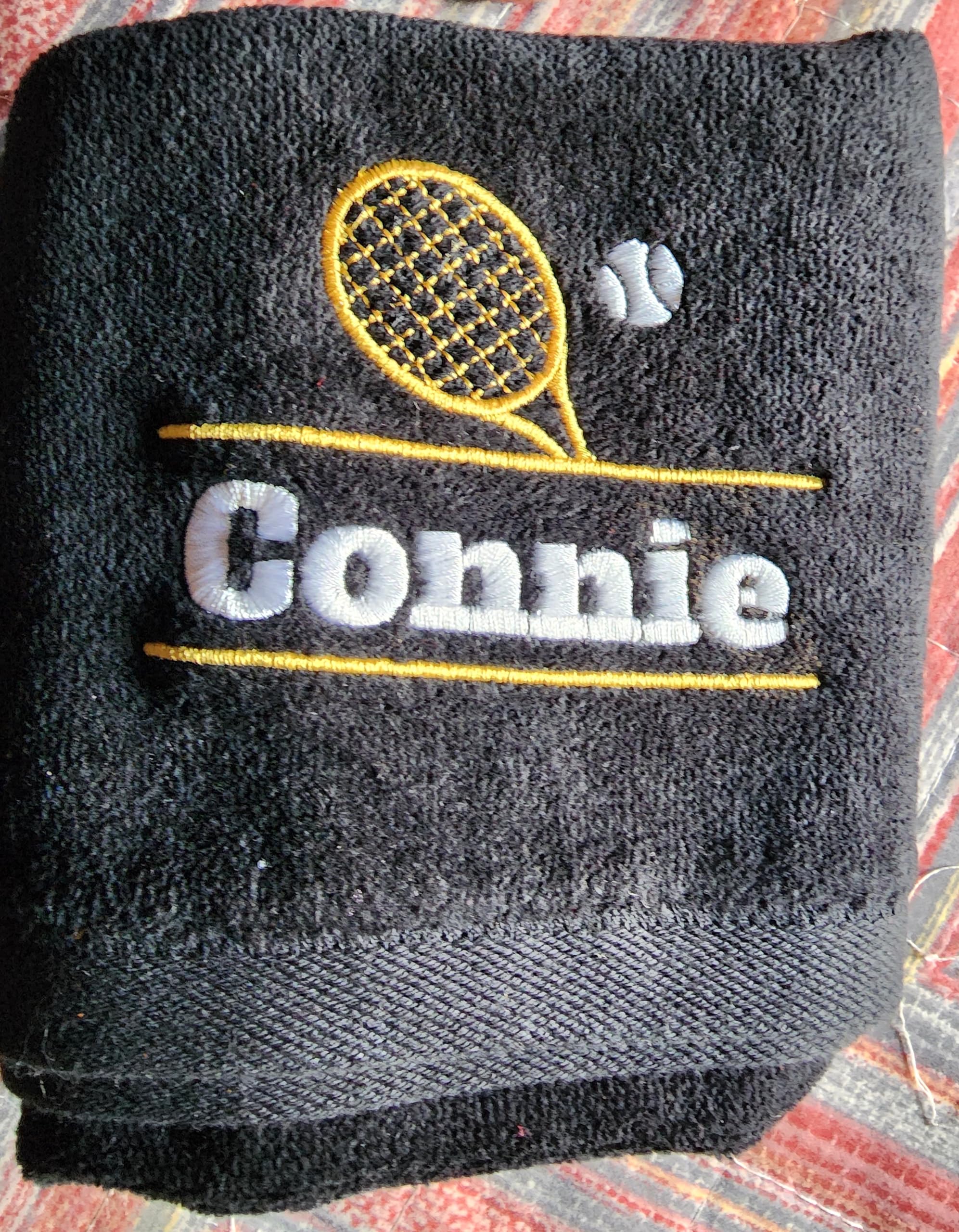 Printualist Personalized Tennis Towel with Carabiner Hook - Custom Design & Your Embroidered Name - 16"x26", Navy, Absorbent Cotton Terry Velour Fabric