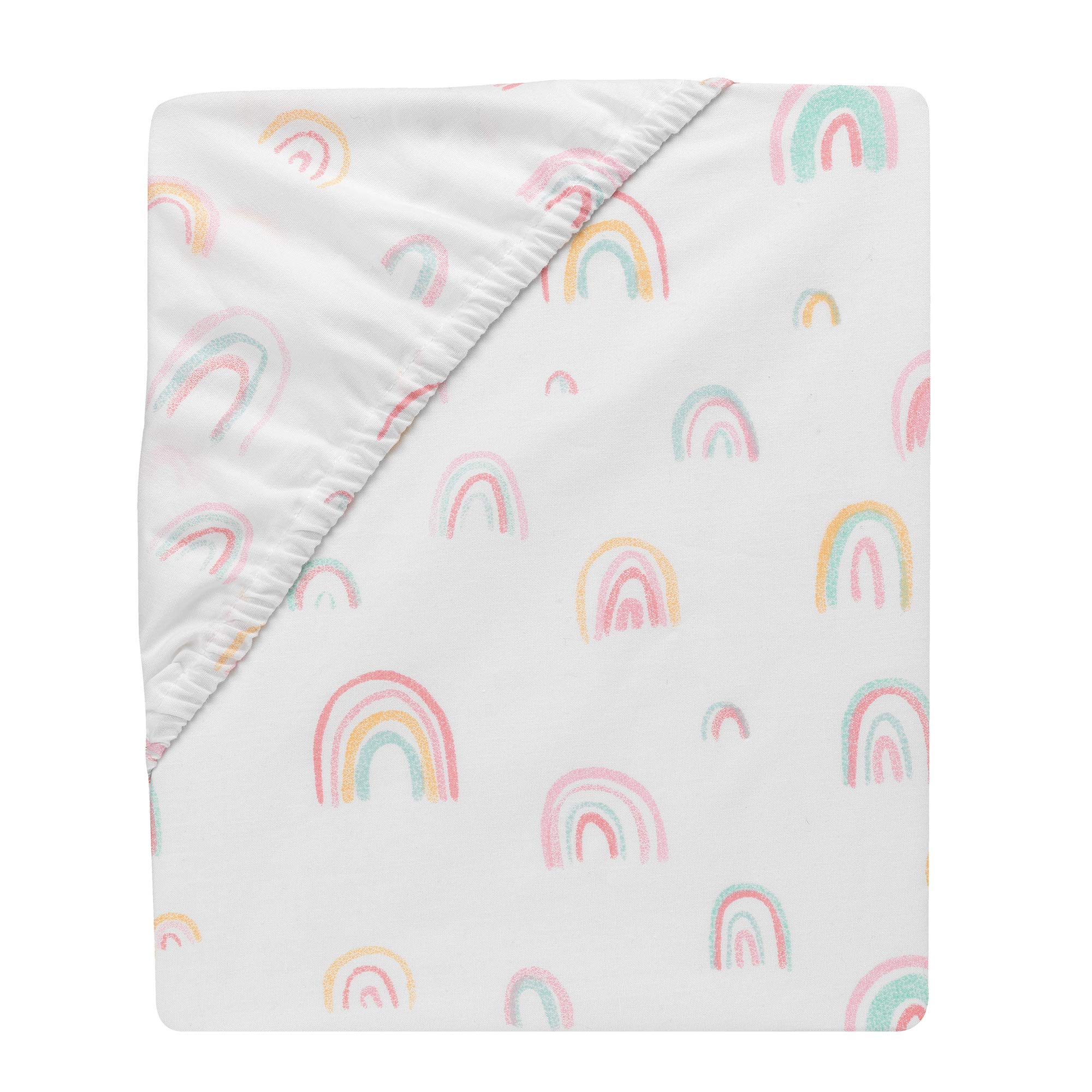 Lambs & Ivy Watercolor Pastel Rainbow 100% Cotton Baby Fitted Crib Sheet