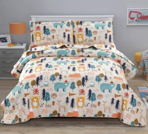 quilt set twin bedspread coverlet kids twin quilts cartoon bear quilt bedding kids quilt bedspread forest animal bear print kids quilt collection home lightweight bedding reversible boys coverlet