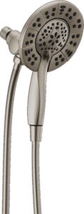 delta faucet 4-spray in2ition dual shower head with handheld spray, brushed nickel shower head with hose, showerheads & handheld showers, handheld shower heads, stainless 58499-ss