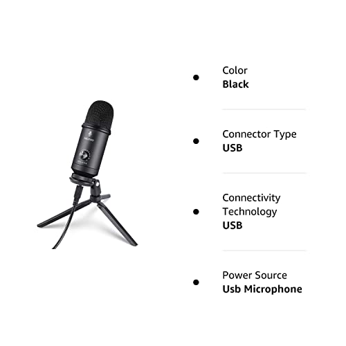 USB Microphone for Computer, Cardioid PC-Microphone, Professional 78 dB Full Metal Microphone, Compatible with Computers, Laptop, Mac, Good Use for Audio Recording, Skype, Gaming, Voice Chat