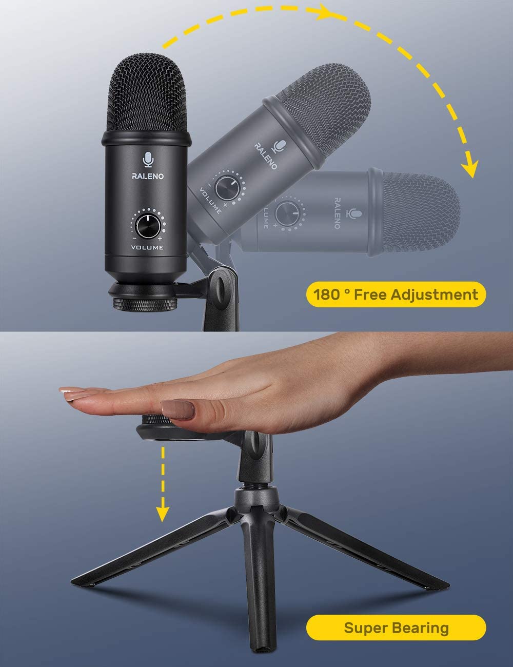 USB Microphone for Computer, Cardioid PC-Microphone, Professional 78 dB Full Metal Microphone, Compatible with Computers, Laptop, Mac, Good Use for Audio Recording, Skype, Gaming, Voice Chat