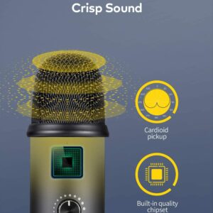 USB Microphone for Computer, Cardioid PC-Microphone, Professional 78 dB Full Metal Microphone, Compatible with Computers, Laptop, Mac, Good Use for Audio Recording, Skype, Gaming, Voice Chat