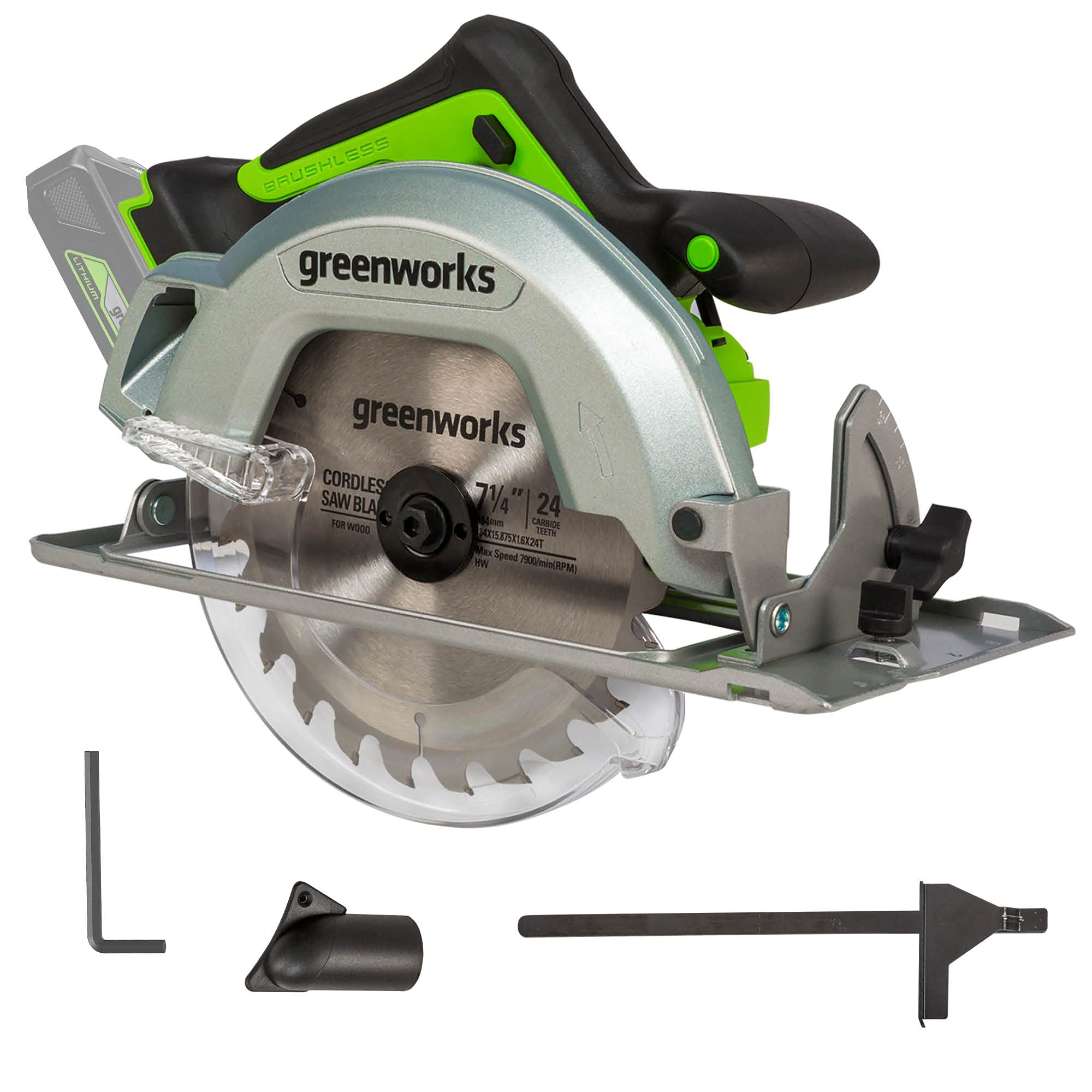 Greenworks 24V Brushless 7-1/4-inch Circular Saw, Battery and Charger Sold Separately