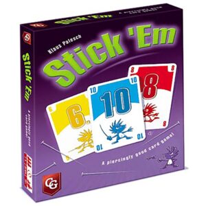 capstone games: stick'em game, classic award-winning, fast & simple trick-taking card game, player with most points wins, ages 12 and up