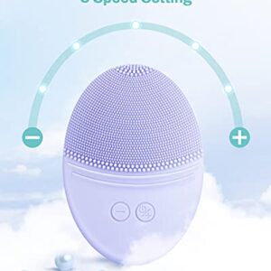 EZBASICS Facial Cleansing Brush Made with Ultra Hygienic Soft Silicone, Waterproof Sonic Vibrating Face Brush for Deep Cleansing, Gentle Exfoliating and Massaging, Inductive Charging (Violet)