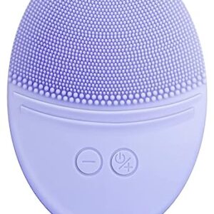 EZBASICS Facial Cleansing Brush Made with Ultra Hygienic Soft Silicone, Waterproof Sonic Vibrating Face Brush for Deep Cleansing, Gentle Exfoliating and Massaging, Inductive Charging (Violet)