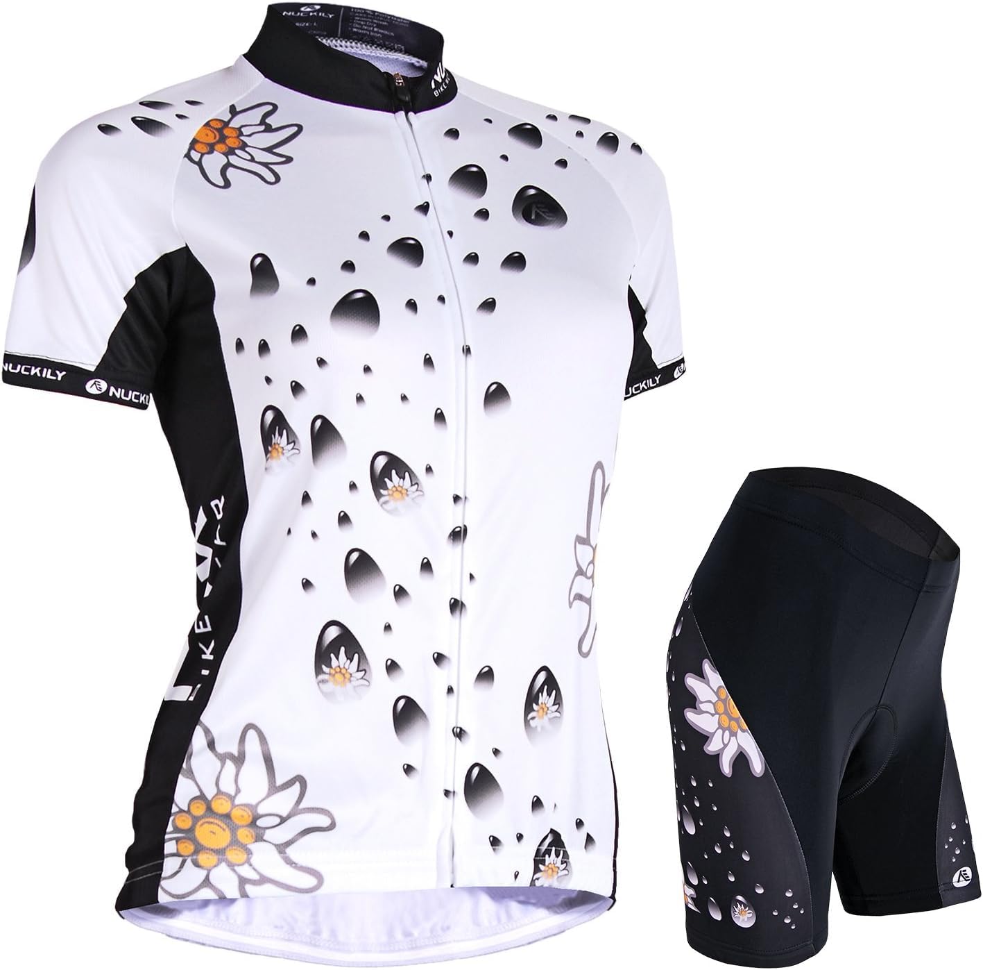 NUCKILY Cycling Jersey Women Short Sleeve Set Bike Shirt Jacket Top Padded Shorts Quick-Dry Mountain Riding Clothing Suits