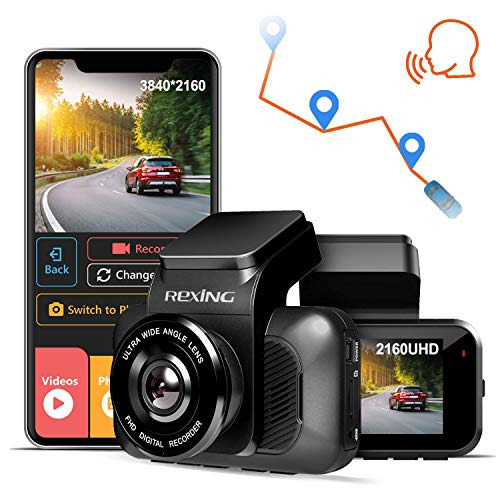 REXING V5 Dash Cam 4K Modular Capabilities 3840x2160@30fps UHD WiFi GPS Car Camera Recorder Night Vision,Loop Recording,Parking Monitor,Supercapacitor,Support 256GB Max,Voice Control (2021) (Dash Cam)