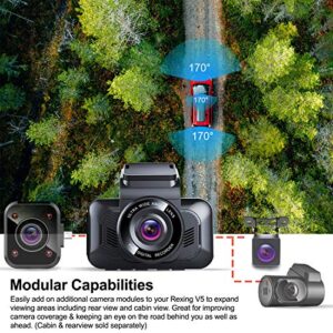 REXING V5 Dash Cam 4K Modular Capabilities 3840x2160@30fps UHD WiFi GPS Car Camera Recorder Night Vision,Loop Recording,Parking Monitor,Supercapacitor,Support 256GB Max,Voice Control (2021) (Dash Cam)