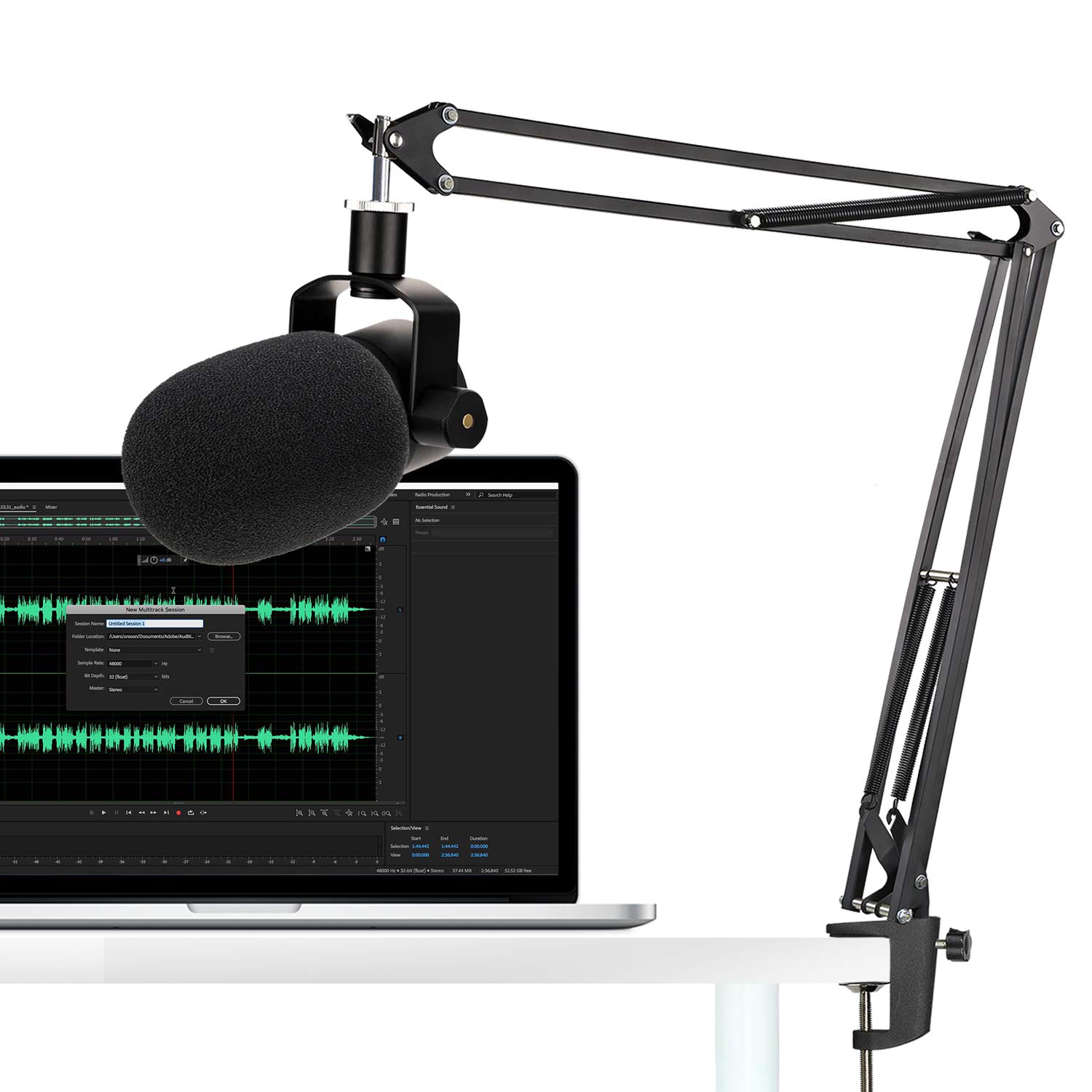 20+18.5in Rode Podmic Stand with Pop Filter, Professional Boom Arm and Windscreen for Rode PodMic Cardioid Dynamic Podcasting Microphone by YOUSHARES