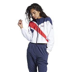 reebok classics cropped track top, white/vector navy/vector red, l