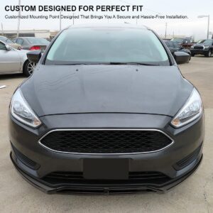 Spec-D Tuning Glossy Black Front Bumper Lip Spoiler Splitter 3PC Compatible with Ford Focus 2015-2018